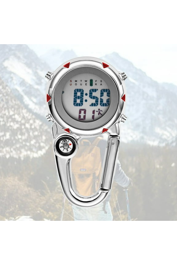 Red Carabiner Watch for Outdoor Activities, Clip-On Design with Easy-to-Read Time Display