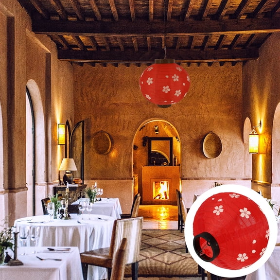 KALLORY Red Round Lantern for Venue Decoration 1Pack 11.8In