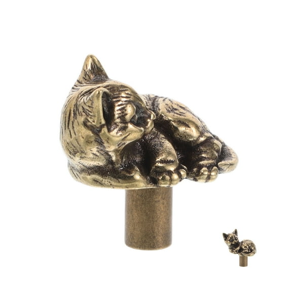 KALLORY Elegant Brass Cat Shape Drawer Handle Vintage Style Decorative Cabinet Pull for Dresser and Furniture