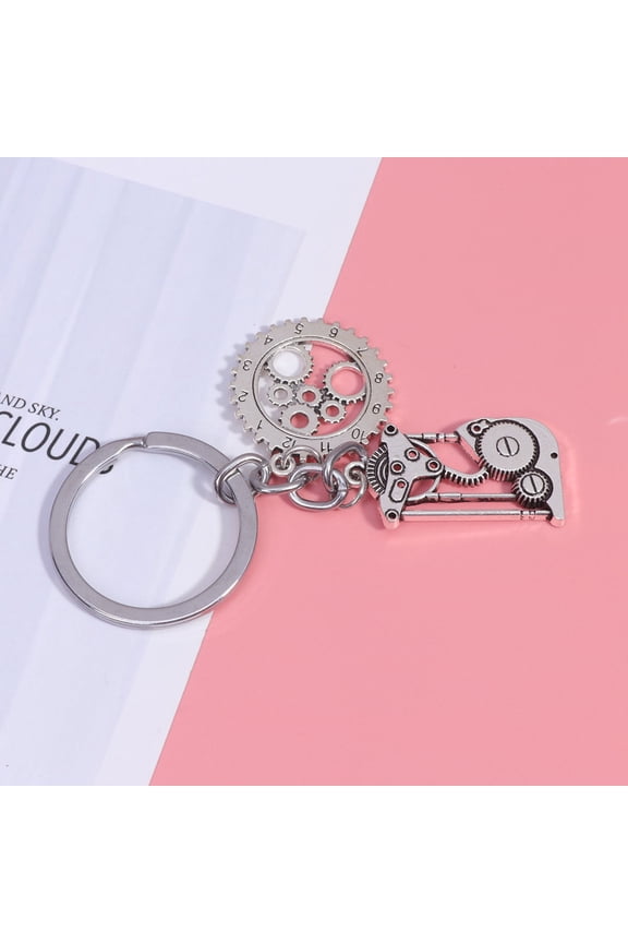 Retro Keychain Steampunk Style Metal Clock Gear Keyring Accessories 1Pcs
