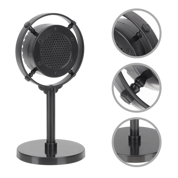 KALLORY Retro Microphone Model Prop for Decoration Lightweight ABS Black Suitable for Kids and Home 2Pcs