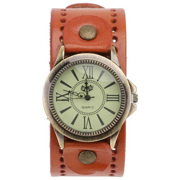 KALLORY Retro Style Quartz Bracelet Watch for Women in Orange Color and Metal Best Gift