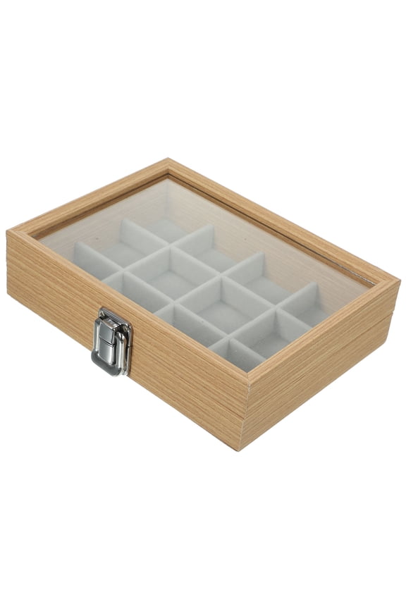 Wooden Jewelry Box with Clear Lid Rustic Charm Decorative Storage Organizer for Home and Accessories