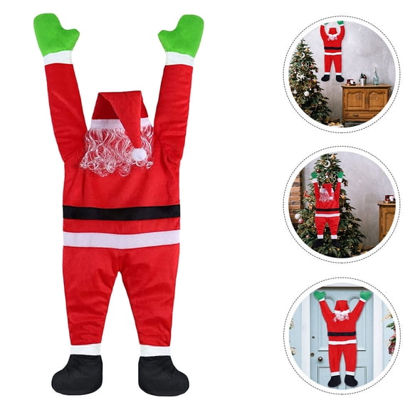 KALLORY Multi-Color Santa Claus Climbing Ornament for Roof, Wall, Chimney - Festive Holiday Decoration