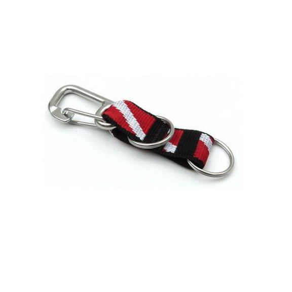 KALLORY Diving Keychain Gear Strap with Metal Mouthpiece Holder and High Visibility Dive Flag for Scuba and Snorkeling