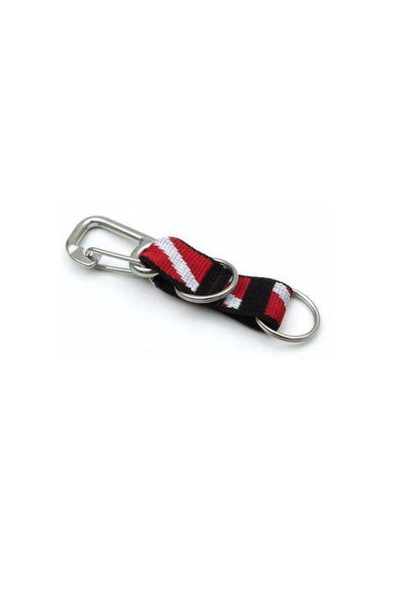 Diving Keychain Gear Strap with Metal Mouthpiece Holder and High Visibility Dive Flag for Scuba and Snorkeling