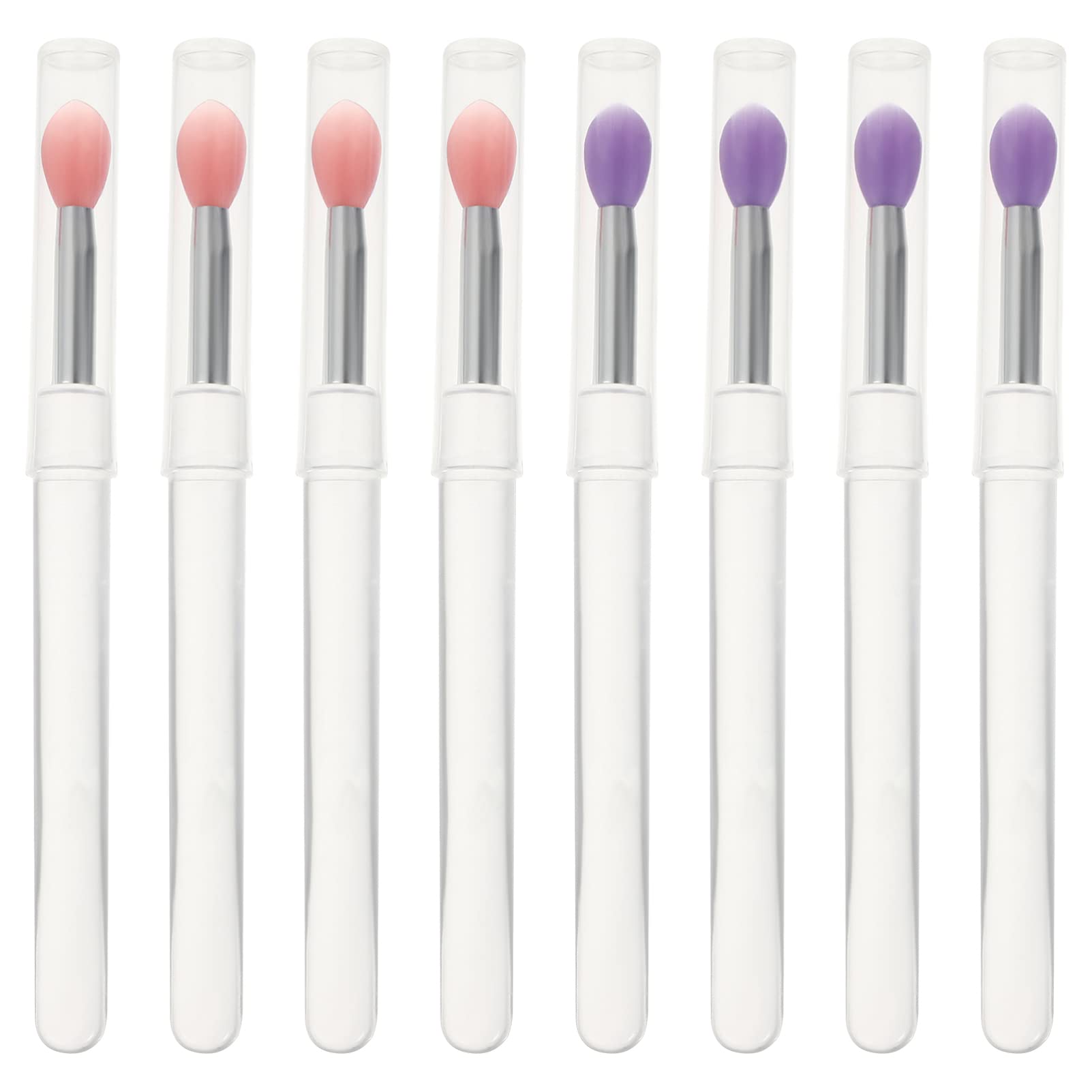 KALLORY Silicone Lip Brush NG01 with Lid, 8Pcs Makeup Eyebrow Lipstick Brushes Applicator