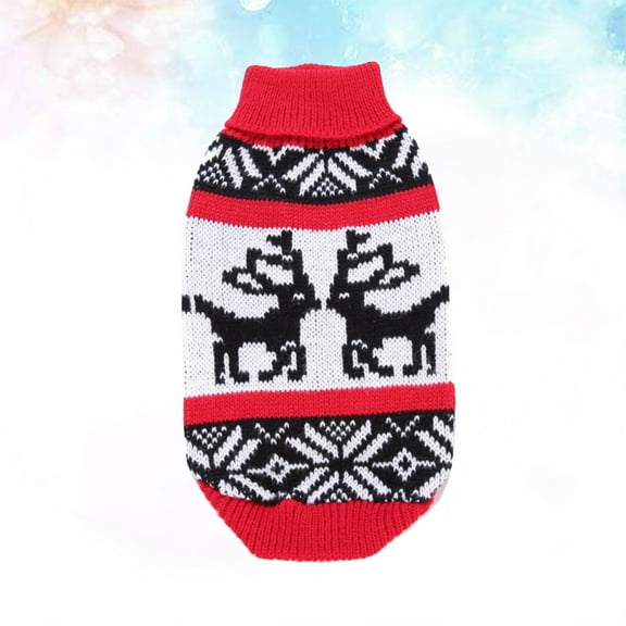 KALLORY Reindeer Dog Sweater Acrylic Fiber Red 1Pack Easy Wash Holiday Pet Clothing Christmas