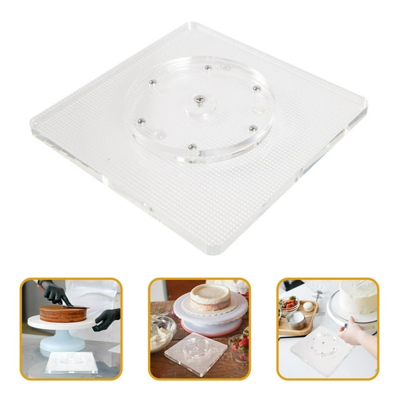 KALLORY  Smoother Clear Cake Decorating Turntable for Hotel Use Rotating Display Stand