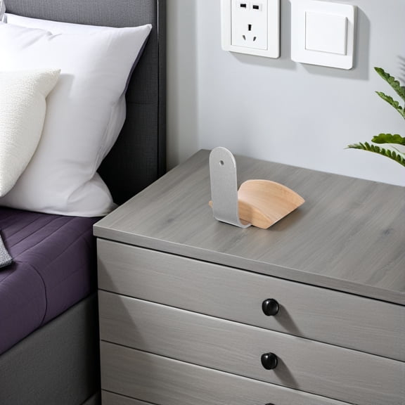 KALLORY Headset Stand Khaki Wood and Aluminum for Organized Spaces