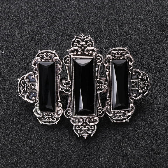 KALLORY 1Pc Black Antiquing Hair Clip with Crystal Alloy Spring Buckle for Hair Decoration