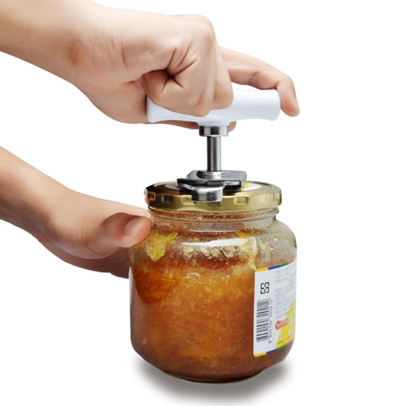 KALLORY Anti Skid Kitchen Bottle Opener with White Plastic Handle for Easy Jar and Bottle Opening
