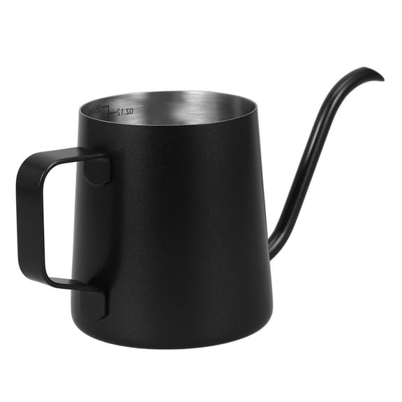 KALLORY Sturdy Black Steel Coffee Pot with Gooseneck Nozzle Ideal for Hand Brewing