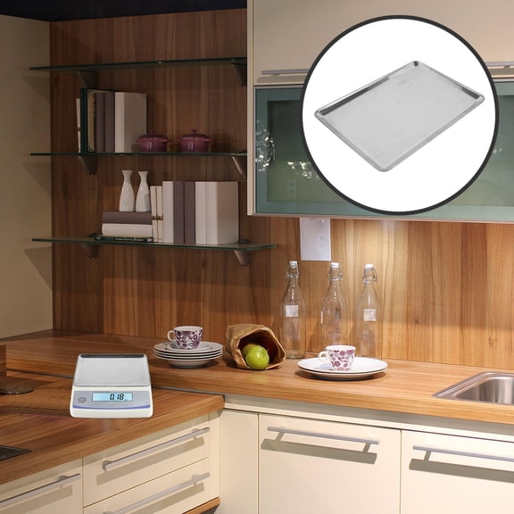 KALLORY Stainless Steel Scale Pan Tray for Electronic Scale Rectangle Weighing Tool Accessory and Easy to Clean