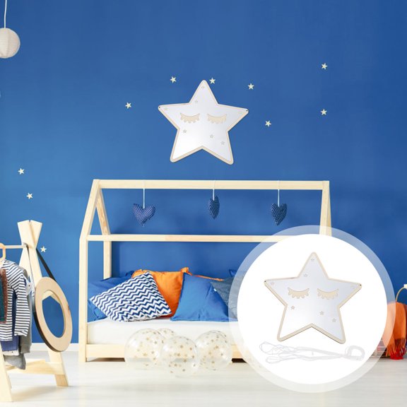 KALLORY Acrylic Mirror Pendant Beige Star Shape Wall Decoration 1Pack 11.8X11.3X0.2In