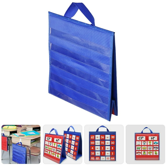KALLORY Blue Teacher Supplies Pocket Chart for Word Recognition