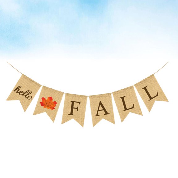 KALLORY Thanksgiving Banner with Print on Linen Material for Party Decorations Coffee Color