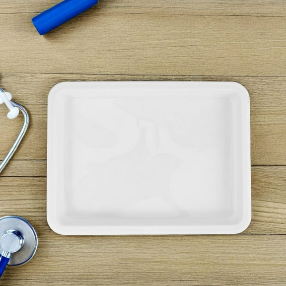 KALLORY Acid-Resistant Laboratory Tray, White Plastic, Leakproof Lab for Scientific and Use