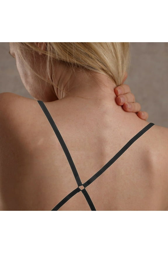 Underwear Shoulder Strap 2Pcs Black Nylon Adjustable Non Slip Cross Back Support