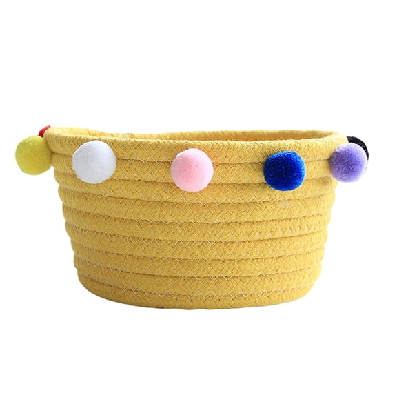 KALLORY Handmade Yellow Cotton Rope Basket - Woven Storage Organizer for Home, Laundry, Toys, and Decorative Use