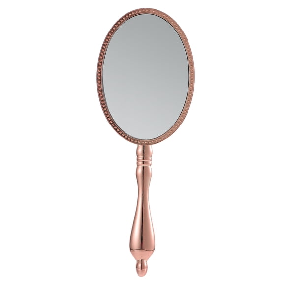 KALLORY Handheld Mirror Rose Gold Zinc Alloy 1Pack 7.9X3X0.4In