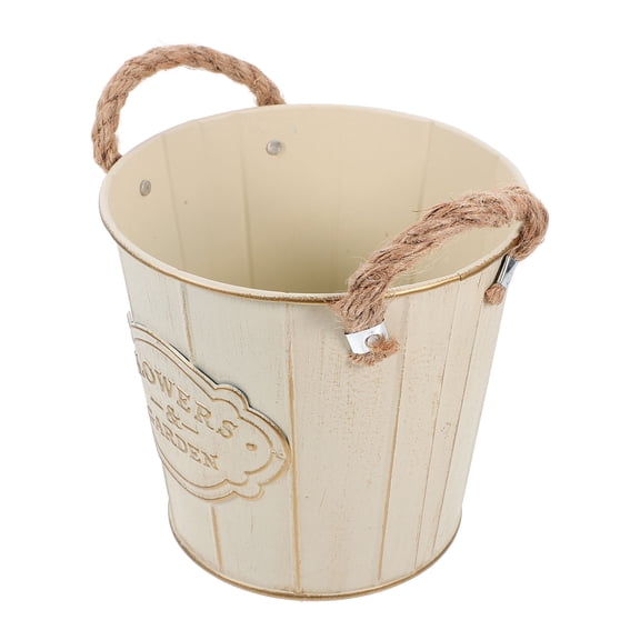 KALLORY Vintage Flower Vase 1Set Decorative Metal Vase in Beige Iron for Home Decoration and Garden 11.8x5.5x4.3in