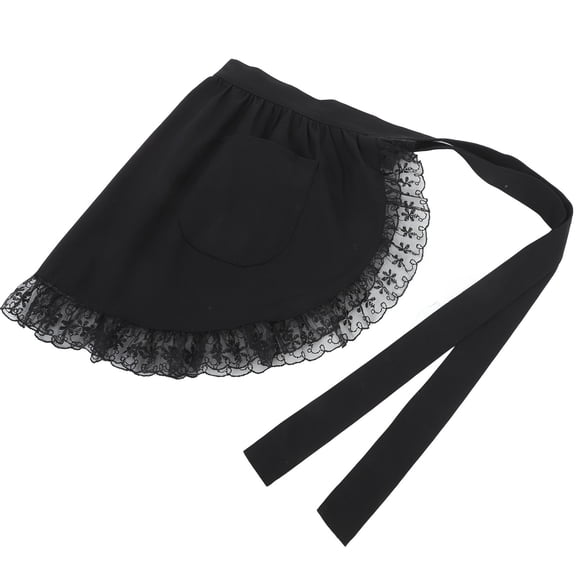 KALLORY Vintage Lace Waist Apron With Pockets Retro Kitchen Apron For Cooking Cosplay For Home Restaurant Cafe Use