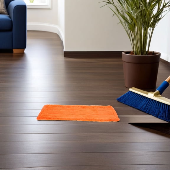 KALLORY Washable Mop Pad Mop Head Covers Reusable Microfiber Orange 1Set for Home Cleaning