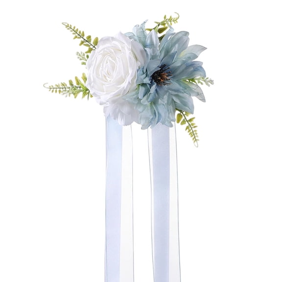 KALLORY Wedding Aisle Decor: Artificial Wedding Flowers - Faux Floral Chair Back Ornament with Ribbon for Parties & Events