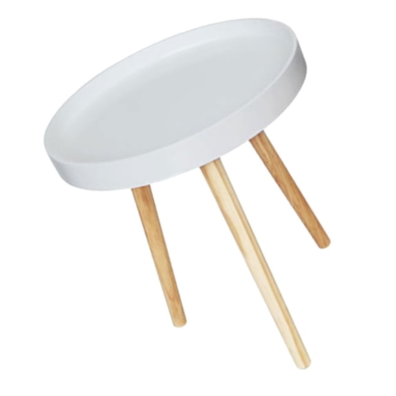 KALLORY White Nordic Style Decorative Side Table for Sofa, Balcony, or Living Room with Premium Wood Construction