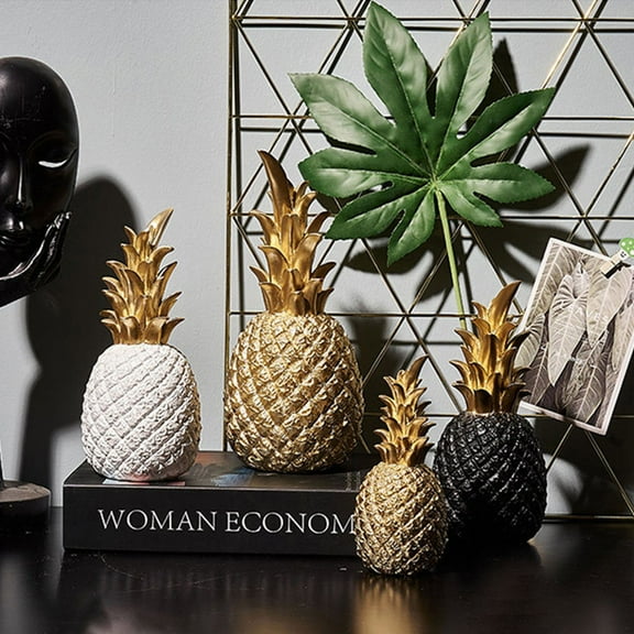 KALLORY White Resin Pineapple Decoration for Home Desk or Showcase Indoor Outdoor Rustic Modern decor 4