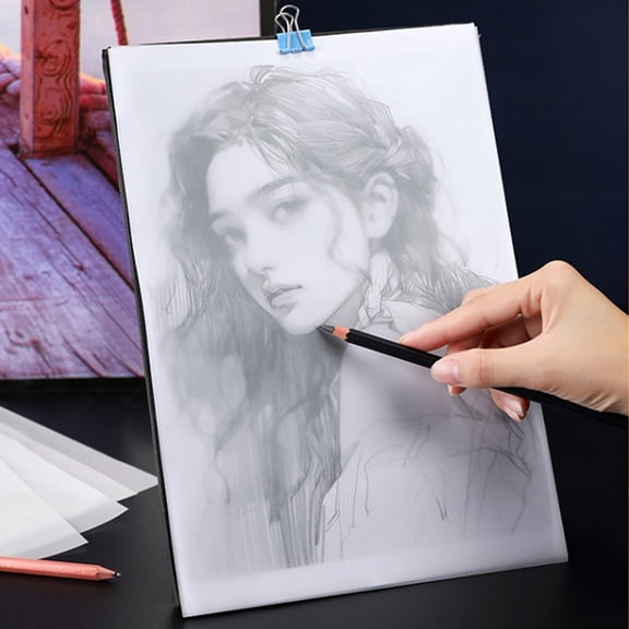 KALLORY White Translucent Craft Paper Sheets for Art Projects Embroidery Tracing 50 Pcs