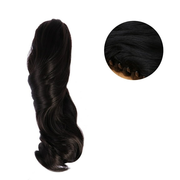 KALLORY Wig Ponytail 1Pack Black Messy Curls Hair Extension Restylable Shornable For Women