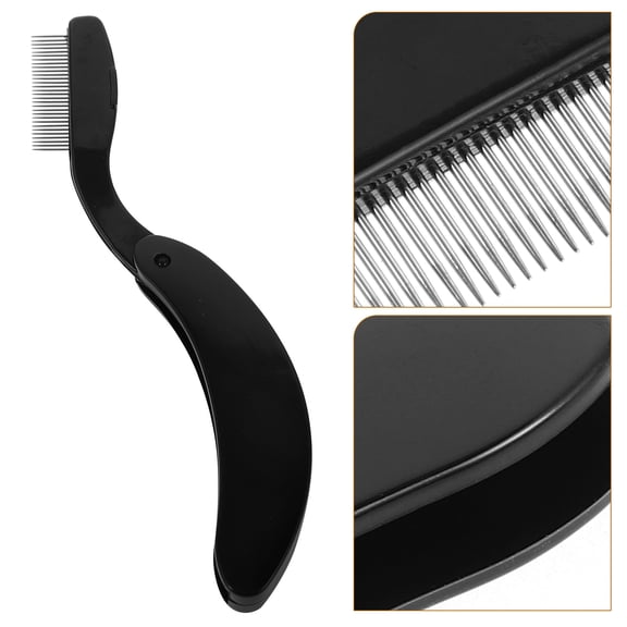 KALLORY Compact Black Metal Eyelash Comb Dense Teeth Lash Separator Tool for Perfect Makeup Looks