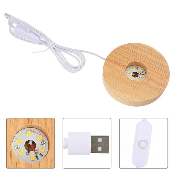 KALLORY Wood Lamp Base with USB Power Supply Lighting 2Pcs 10X10CM for Household Users