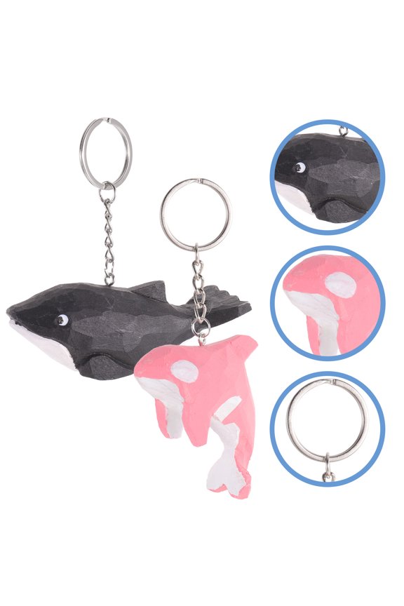 Killer Whale Shape Alloy Key Chain Accessories 2Pcs 1.6X0.7X0.7In