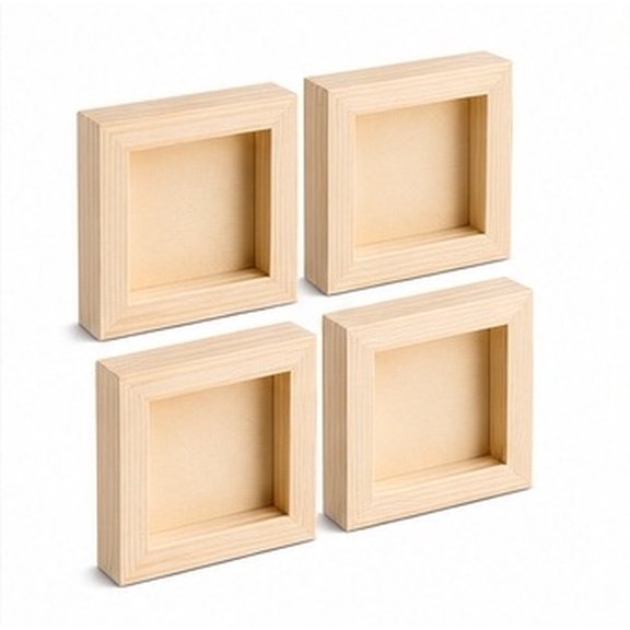 KALLORY Wooden Desk Frames, 4 Unfinished Picture Frames for Craft and Display