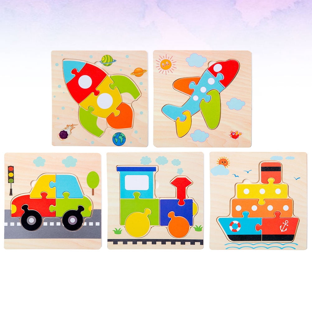 KALLORY Wooden Puzzle Board for Kids Playing and Practical with 5 ...