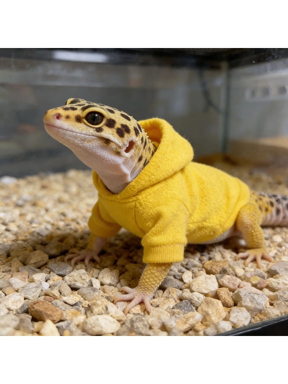 Yellow Reptile Hoodie Coat, Warm Pet Lizard Clothes for Chameleons, Bearded Dragons, Winter Jacket Apparel Costume