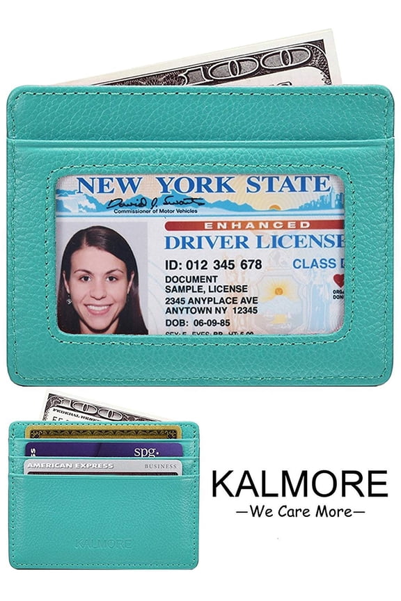 Unisex Leather RFID Blocking Credit Card Holder with ID Holder