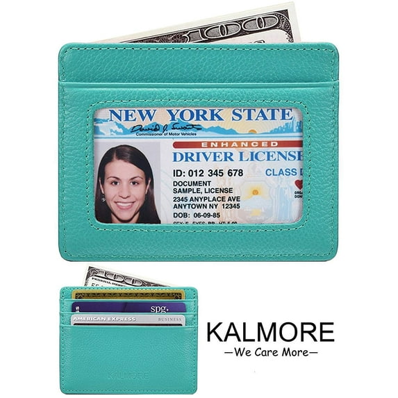 KALMORE Unisex Leather RFID Blocking Credit Card Holder with ID Holder