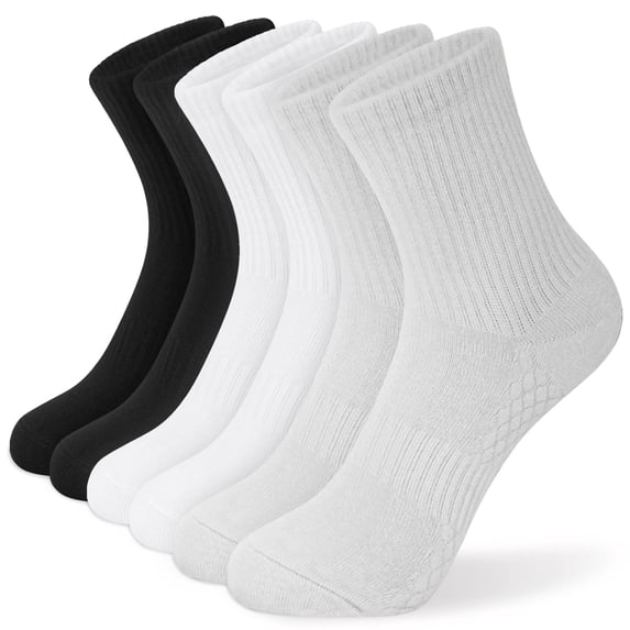 KALMORE Women Quarter Crew Athletic Socks, Arch Support Cushioned, Moisture Wicking Cotton Socks, 6 Pack