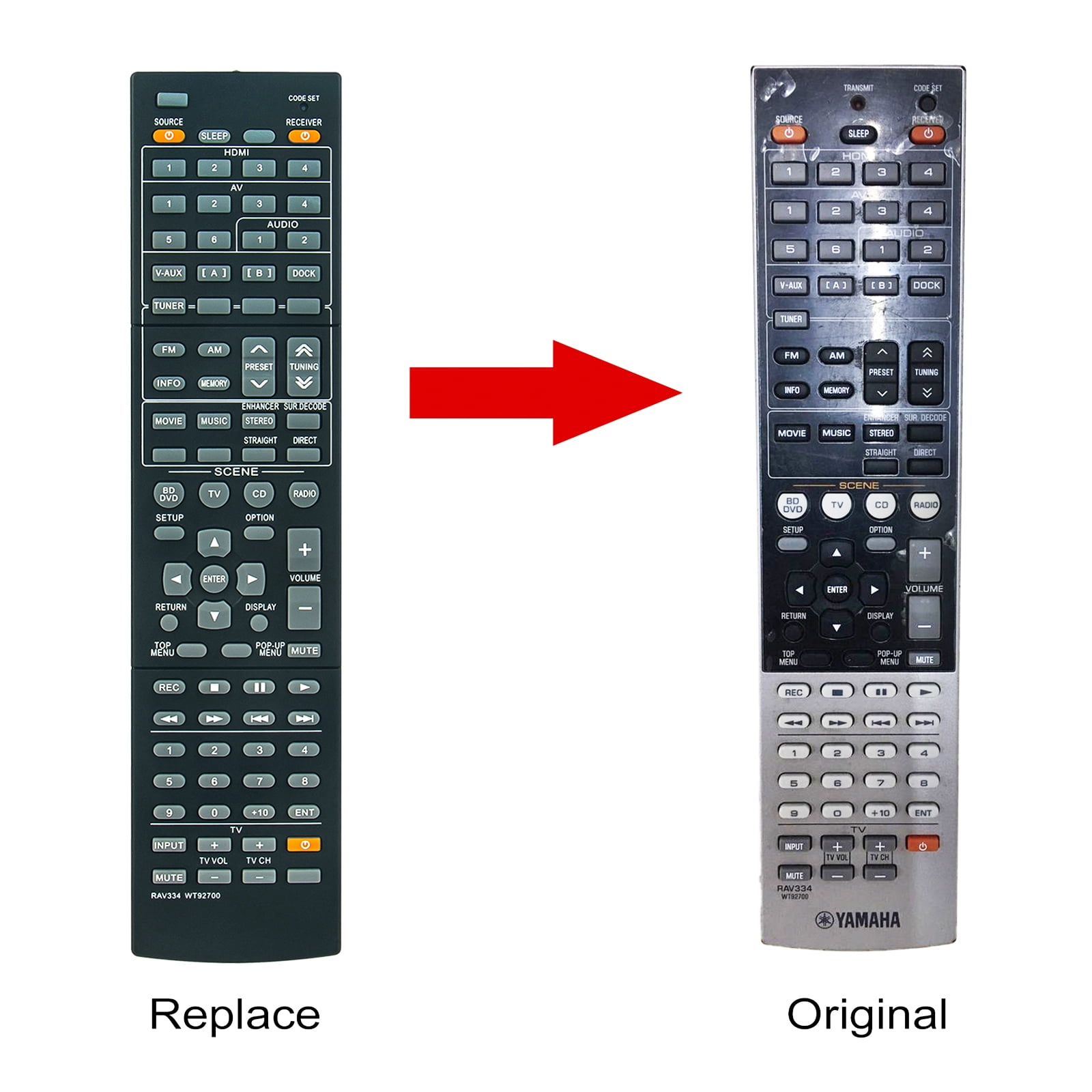 KALMUTY RAV334 WT92700 Replaced Remote Control Fit For Yamaha AV