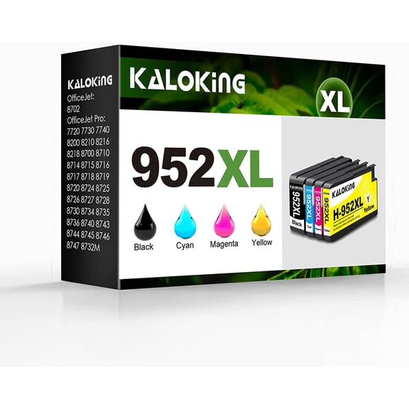 KALOKING High Yield 952XL Ink Cartridges Replacement for HP 952 XL 952XL Work in 8710 8720 7720 7740 Printer,No Block Version (4 Pack)