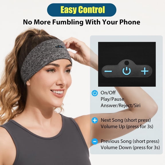 KALOMB-2-Pack Bluetooth Headband, Bluetooth 5.4 Sleeping Headphones,18 Hours Play Time,HD Stereo, Built-in Microphone, Workout, Running, Sports, Men/Women Giftv