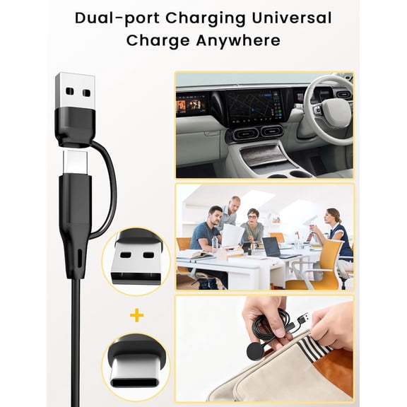 KALOMB-2-Pack for Samsung Watch Charger Compatible with Galaxy Watch 8/8 Classic/Ultra/7/6/6 Classic/5/5 Pro/4/3/Active 2/1/Fe 3.3Ft USB A Type C Magnetic Fast Charging Cable Dock