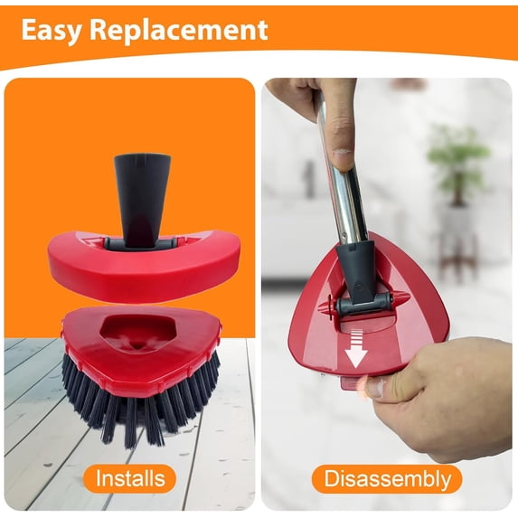 KALOMB-2 Pack Upgraded Spin Mop Replace Scrub Mop Brush Compatible with O Cedar 2 Tank RinseClean, Great for Kitchen, Deck, Bathroom and Shower Floor Scrubber