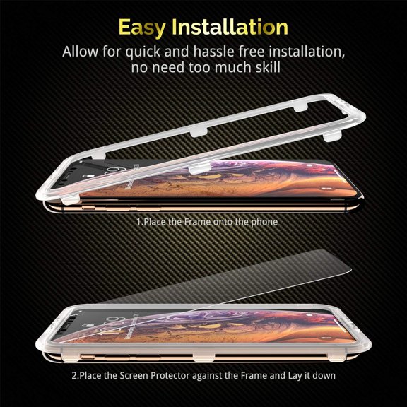 KALOMB-3-Pack Screen Protector for iPhone 11 Pro/X/XS 5.8", 9H Premium Tempered Glass Screen Protector for iPhone X/iPhone XS/iPhone 11 Pro [Easy Install, No Bubble, Anti-Scratch]