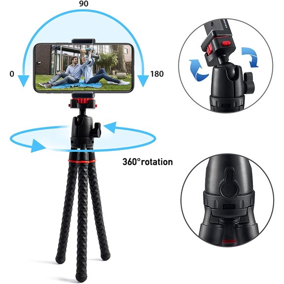 KALOMB-360 Rotation Flexible Octopus Travel Stand for iPhone Smartphone iPad DSLR Action Camera, with Bluetooth Wireless Remote Shutter