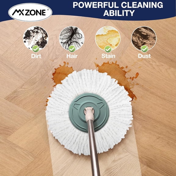 KALOMB-4 Premium Replacement Mop Heads Refills, Compatible for Hurricane Spin Magic Mop Head, fits 6.3 Standard Replacement Round Spin Mop Heads Microfiber, Inner Hole 2.5'' Only - Machine Was